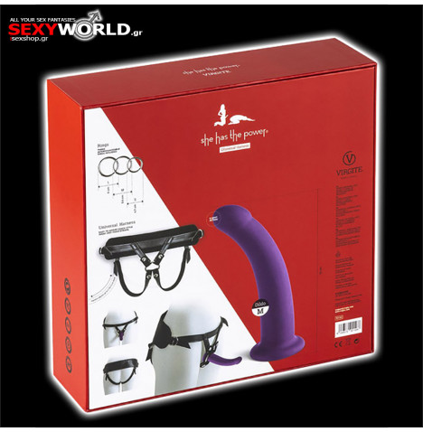 VIRGITE Harness with Dildo Purple
