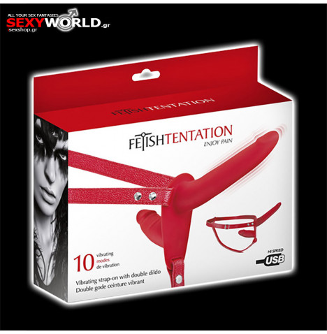 Vibrating Strap-on Double Dildo FETISH TENTATION