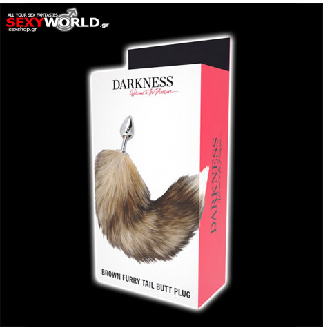 Brown Furry Tail Butt Plug DARKNESS