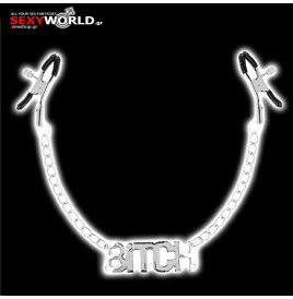 Fetish Nipple Clamps with Chains BITCH OHMAMA
