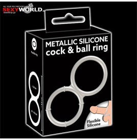 Metallic Silicone Double Cock & Ball Ring You2Toys