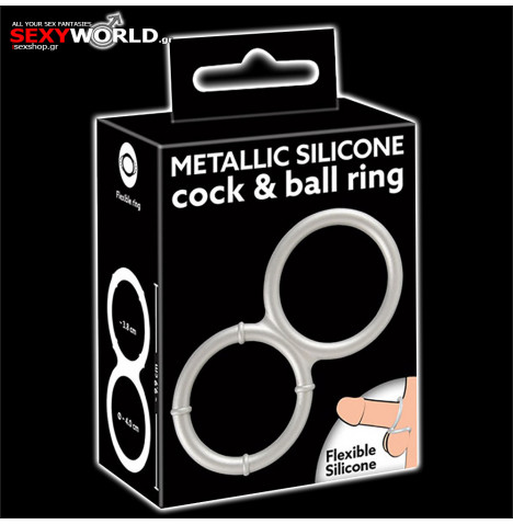 Metallic Silicone Double Cock & Ball Ring You2Toys