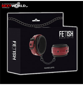 FETISH SUBMISSIVE Red Handcuffs Vegan Leather