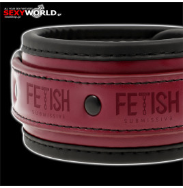 FETISH SUBMISSIVE Red Handcuffs Vegan Leather