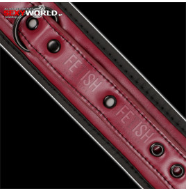 FETISH SUBMISSIVE Red Handcuffs Vegan Leather