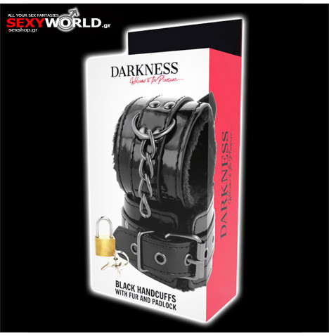 Handcuffs with Fur & Padlock DARKNESS
