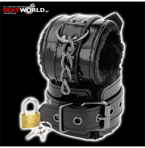 Handcuffs with Fur & Padlock DARKNESS