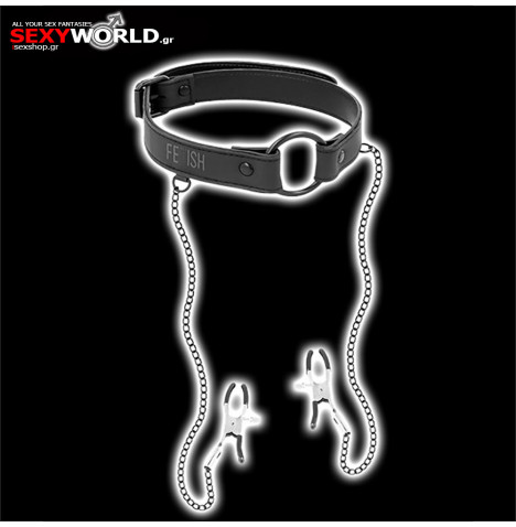 O ring Gag with Nipple Clamps FETISH SUBMISSIVE