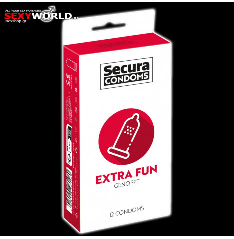 12 Extra Fun Ribbed Condoms SECURA