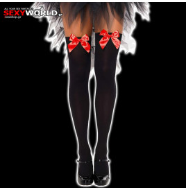 Opaque Thigh Highs with Satin Bow LEG AVENUE
