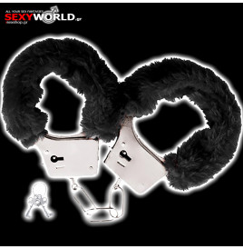 DARKNESS Pleasure Furry Handcuffs Black