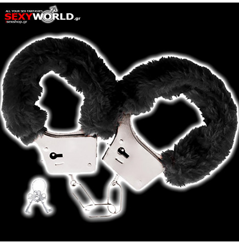 DARKNESS Pleasure Furry Handcuffs Black