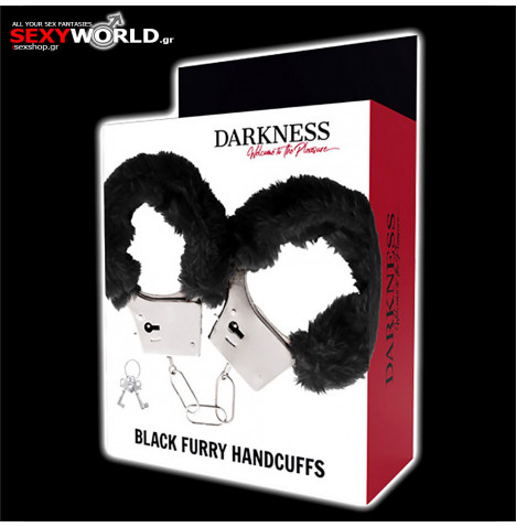 DARKNESS Pleasure Furry Handcuffs Black