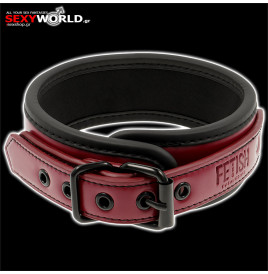 FETISH SUBMISSIVE Red - Black Collar with Leash