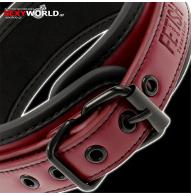 FETISH SUBMISSIVE Red - Black Collar with Leash