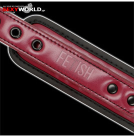 FETISH SUBMISSIVE Red - Black Collar with Leash