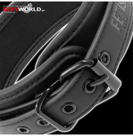 FETISH SUBMISSIVE Black Collar with Leash
