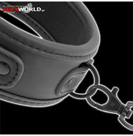 FETISH SUBMISSIVE Black Collar with Leash