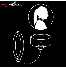 FETISH SUBMISSIVE Black Collar with Leash