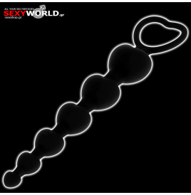 Milan Anal Heart Beads BLACK & SILVER