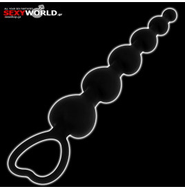 Milan Anal Heart Beads BLACK & SILVER