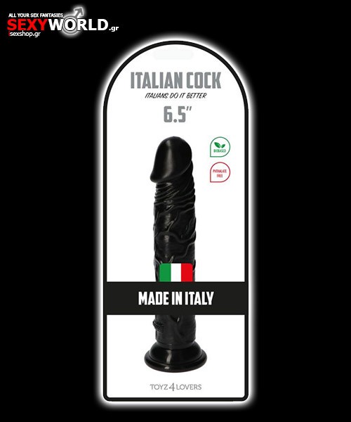 Ρεαλιστικό Αντρικό Ομοίωμα Italian Cock 6.5 Μαύρο Toyz4lovers