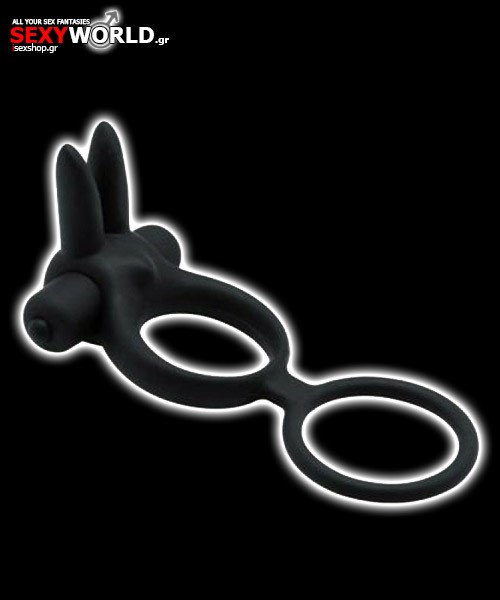 Διπλό Δαχτυλίδι Πέους με Αυτιά Λαγού Μαύρο Toyz4lovers