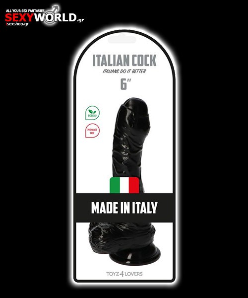 Ρεαλιστικό Αντρικό Ομοίωμα Italian Cock 6 Μαύρο Toyz4lovers
