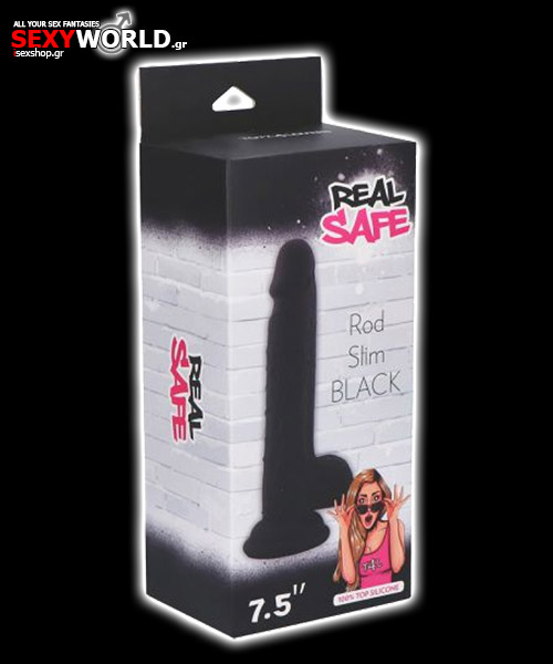 Ρεαλιστικό Λεπτό Αντρικό Ομοίωμα Rod Slim Real Safe Μαύρο Toyz4lovers