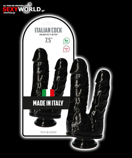 Ρεαλιστικό Διπλό Ομοίωμα Italian Cock 7.5 Μαύρο Toyz4lovers