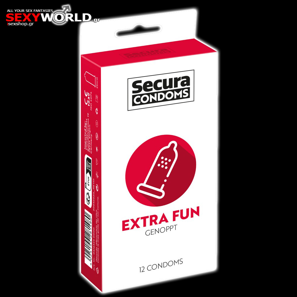 12 Extra Fun Ribbed Condoms SECURA