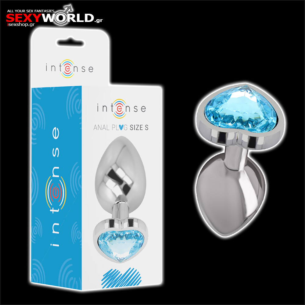 Metal Anal Plug Blue Heart INTENSE